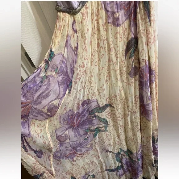 Free People Colette Maxi Dress Size 8 Mauve Fairy Embroidery Floral Skirt Fairy - Picture 8 of 10